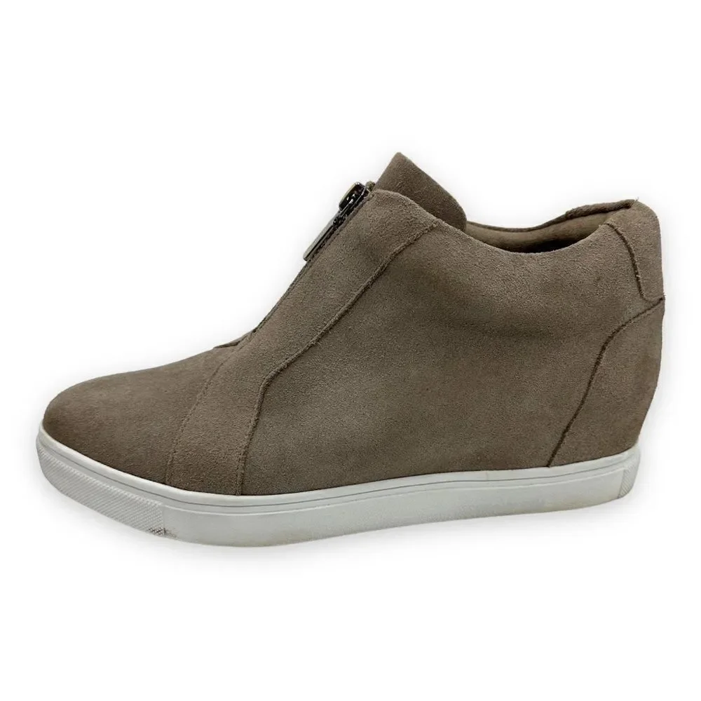 Blondo Glenda Taupe Suede Waterproof Hidden Platform Wedge Sneakers Sz 9‎